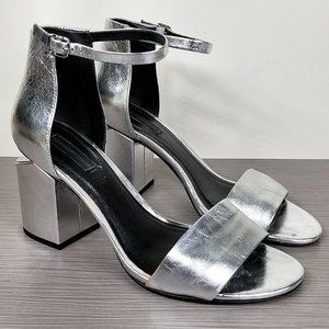 Alexander Wang Abby Silver Metallic Leather Sandals, Womens Size 9 / 39